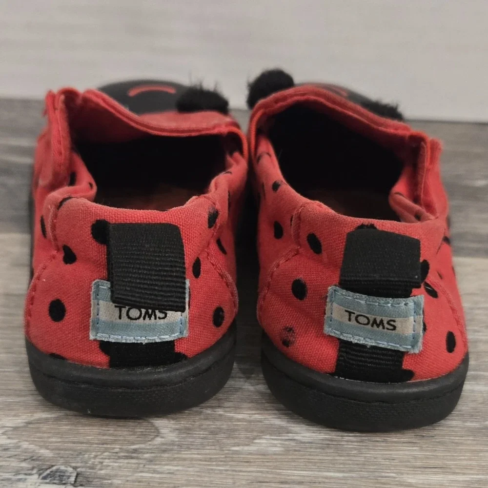 Toms Alpargata Flats Toddler US 8‎ Lava Red Ladybug Print Casual Shoes
